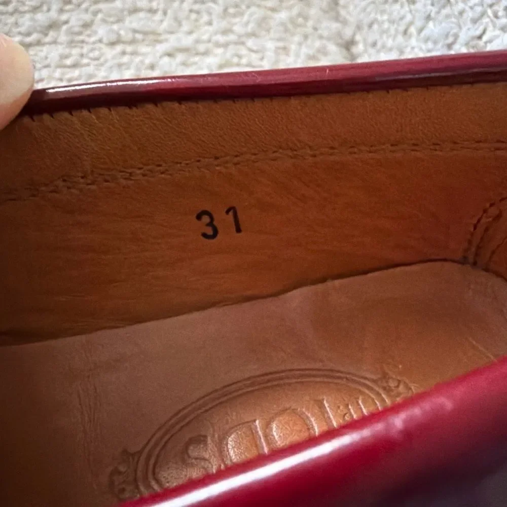 Tod’s Junior Penny Loafers Burgundy Leather Kids EU 31 Classic Dress Shoes